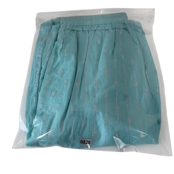 Crown & Ivy Women SZ XXL Teal Flared Skirt Silver Stitching & Drawstring Waist - Picture 9 of 11